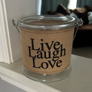 Glass Candle Holder with Burlap Wrap